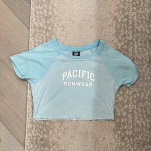 Pacific Sunwear Sky Blue Raglan Crop Top